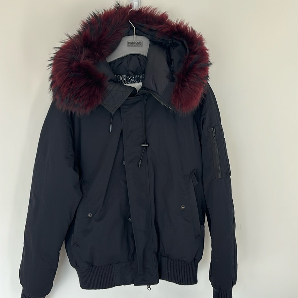Men’s Kenzo jacket with burgundy trimmed for around the hood